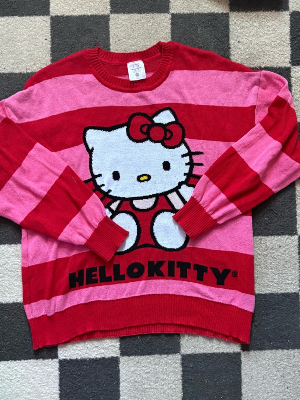 Hello Kitty Red & Pink Striped Sweater